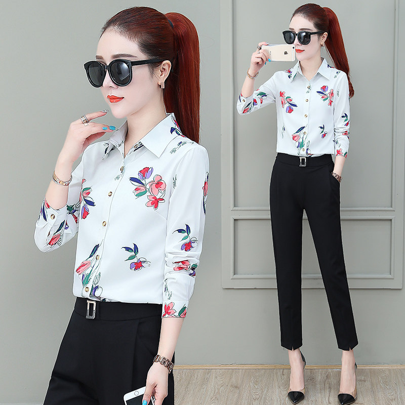 气质碎花雪纺女2022年百搭显瘦衬衫 夏采芙衬衫