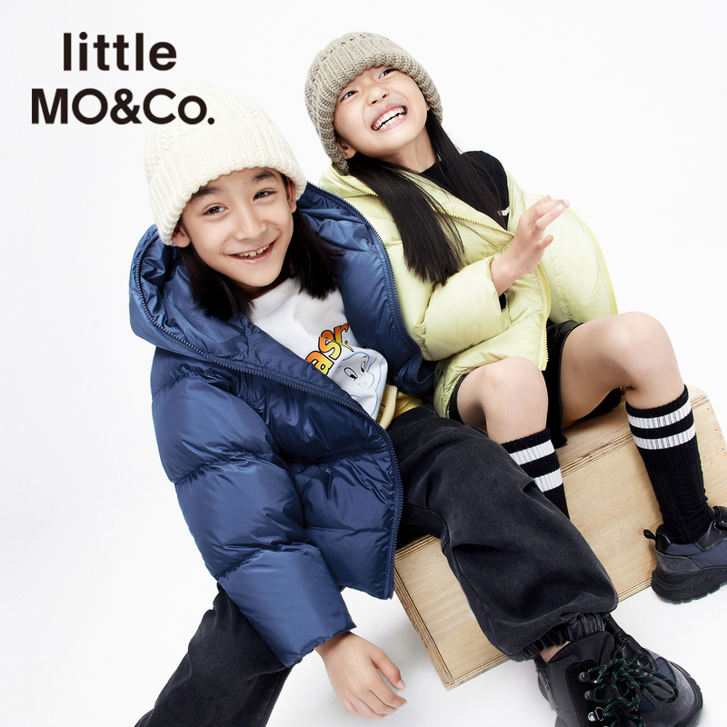 加厚-little moco童装女童连帽儿童羽绒服男童洋气保暖外套防寒服