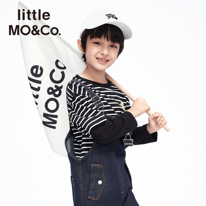 little moco童装春秋装儿童t恤男童女童假两件秋衣长袖上衣潮女孩