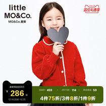 little moco child clothing autumn and winter New Years children jacket girls Chinese New Year knit cardio-hoodie trendy
