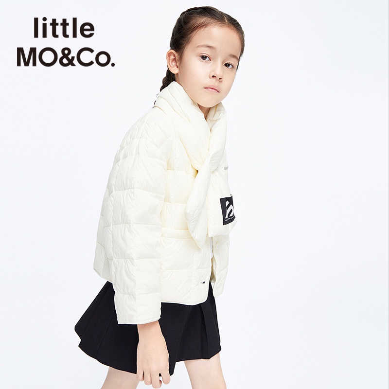 little moco童装男女童儿童羽绒服女可拆卸保暖白鸭绒外套冬季