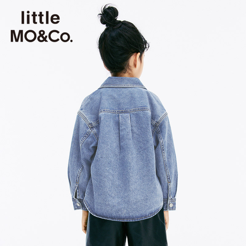 little moco童装春秋儿童牛仔衬衫上衣女童爱心衬衣外套洋气时髦 - 图1