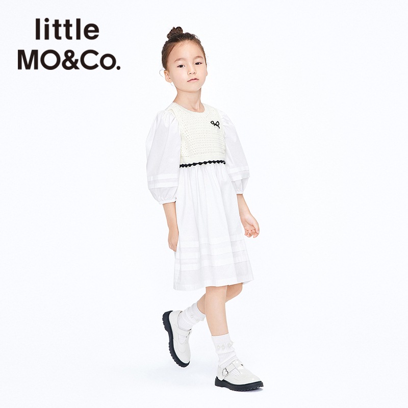 little moco童装小女孩春夏装女童长袖短款连衣裙儿童裙子女大童 - 图2