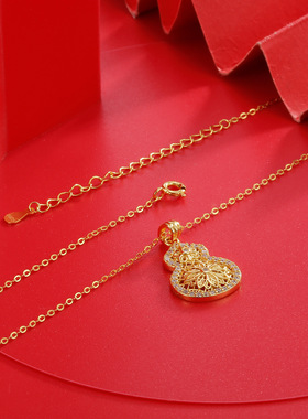 S925银葫芦项链女新款国潮镂空吊坠时尚轻奢高级感锁骨链小众