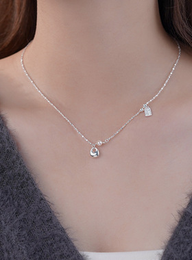 阿宝S999足银国风胖坨福牌项链女个性轻奢小众高级时尚锁骨链