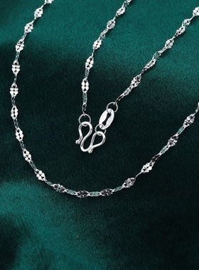 陈银匠足银999四叶草项链女嘴唇链瓦片链锁骨链子送女友生日礼物