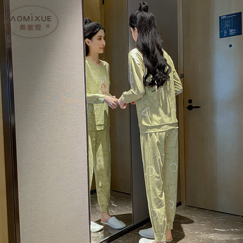 卡通睡衣女秋款纯棉可爱少女长袖家居服春秋季小熊套头宽松两件套,淘宝优惠券,粉丝福利购,淘宝优惠卷