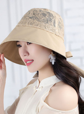 夏季透气防晒蝴蝶结妈妈盆帽
