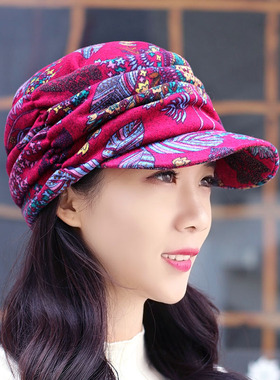 女士时尚平顶鸭舌帽子