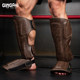 Professional Sanda Fighting Muay Thai Leg Guards with Instep for Adults Thickened Superfiber Leather Boxing Shin Guards and Calf Training Actual Combat