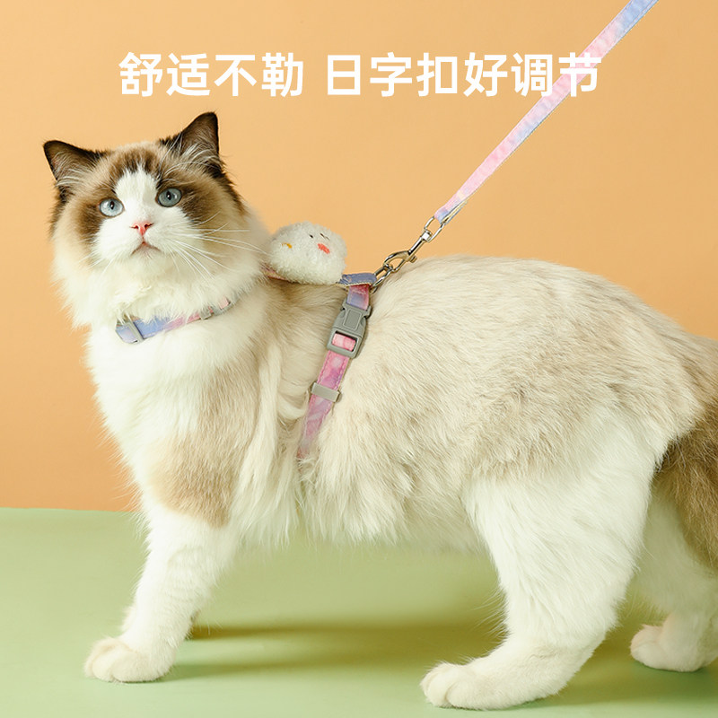 宠物猫咪可调节防挣脱外出专用牵引绳溜猫神器小型犬狗绳子胸背带,淘宝优惠券,粉丝福利购,淘宝优惠卷