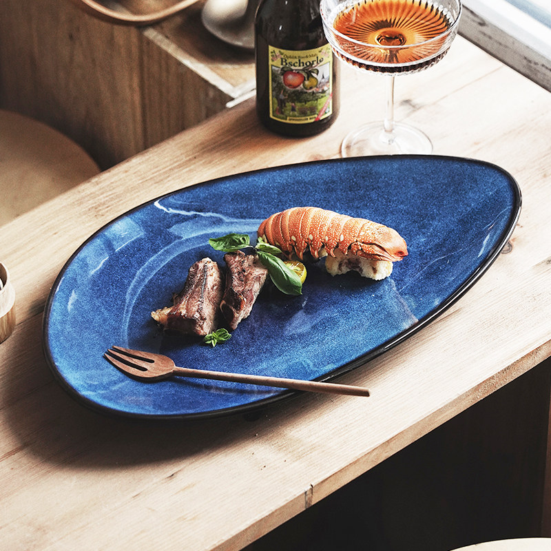 日式三角平盘创意窑变陶瓷餐盘沙拉盘牛排盘大号日料盘子家用菜盘,淘宝优惠券,粉丝福利购,淘宝优惠卷