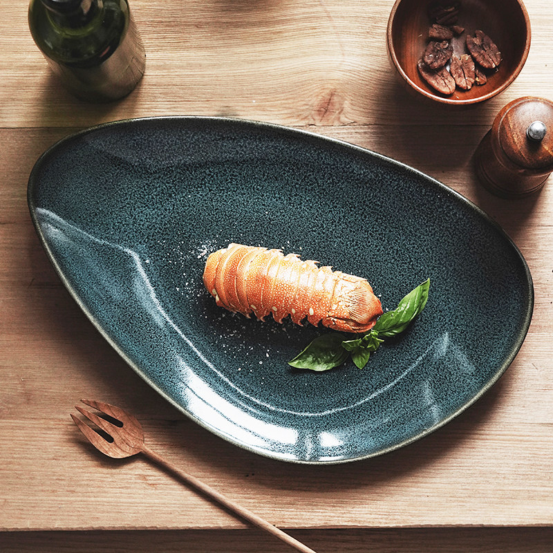 日式三角平盘创意窑变陶瓷餐盘沙拉盘牛排盘大号日料盘子家用菜盘,淘宝优惠券,粉丝福利购,淘宝优惠卷