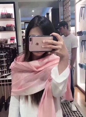 纯羊毛粉色春秋女士丝巾国内现货