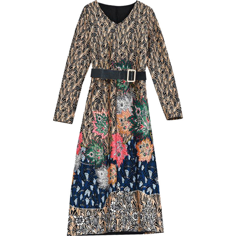 秋冬贵夫人高端欧货洋气加绒连衣裙 歌娜图连衣裙