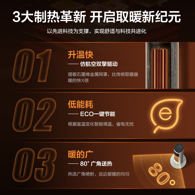 格力暖风机取暖器家用节能电热风机小型速热桌面脚边电暖器气