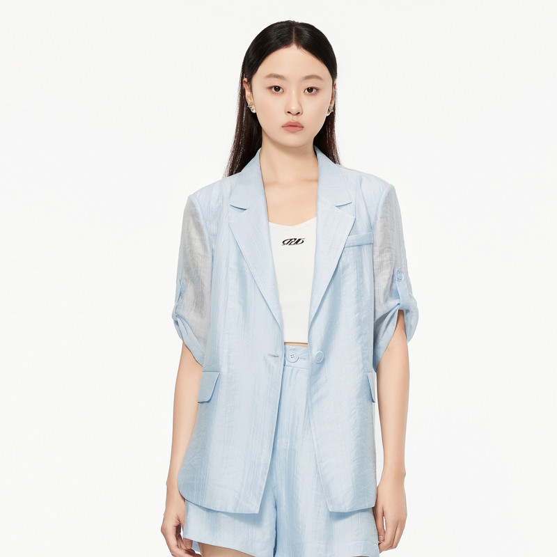 飘蕾短袖西装套装女夏季薄款2025新款休闲气质设计感通勤两件套,淘宝优惠券,粉丝福利购,淘宝优惠卷