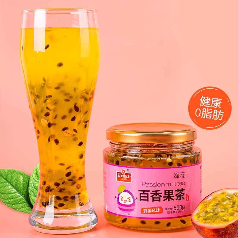 众德食品旗舰店众德蜂蜜柚子百香果柠檬茶冲饮罐装500g泡水喝的果味茶冲泡水饮品2