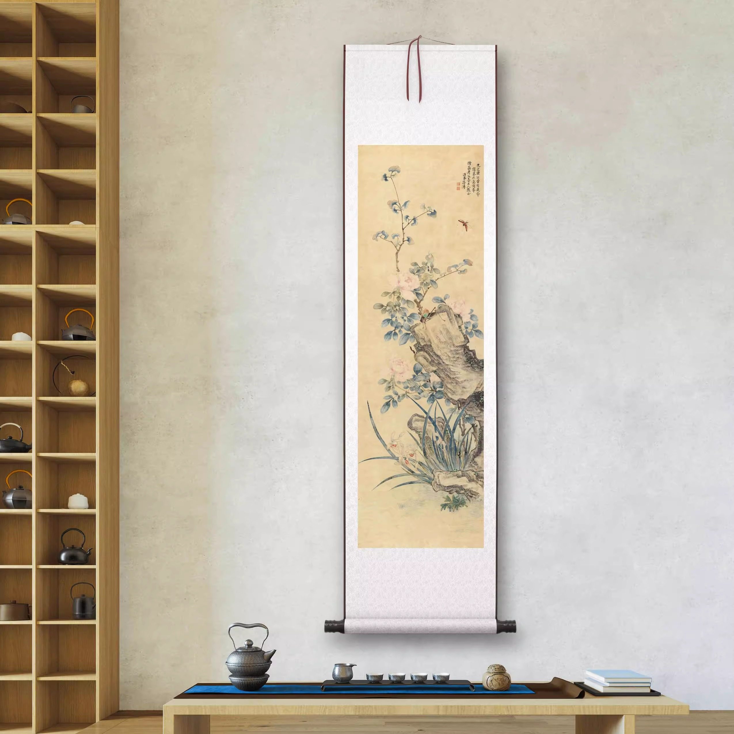 蒋薄《兰石图》客厅中堂挂画玄关茶室花鸟画办公室背景画高清微喷,淘宝优惠券,粉丝福利购,淘宝优惠卷