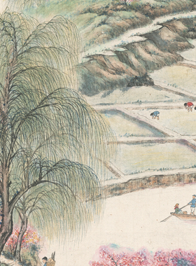《春风杨柳万千条》客厅中堂挂画玄关茶室书房装饰画植物国画高清