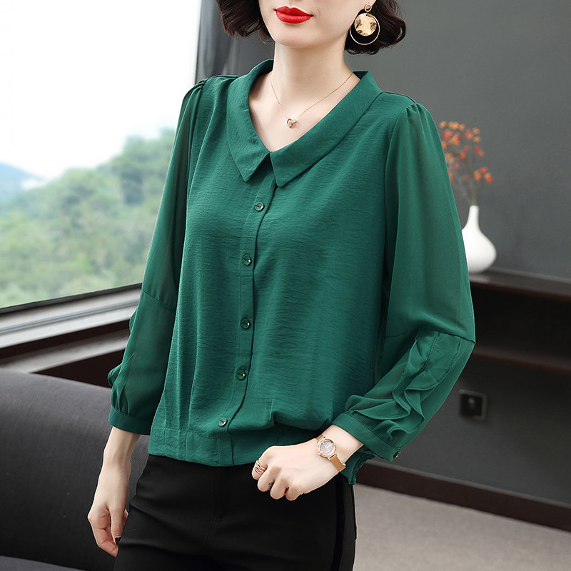 雪纺衫2020秋装新款年长袖秋衬衫 缇曼服饰蕾丝衫/雪纺衫