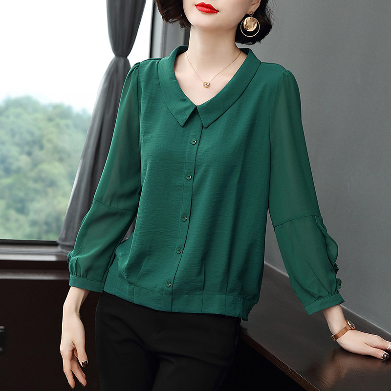 雪纺衫2020秋装新款年长袖秋衬衫 缇曼服饰蕾丝衫/雪纺衫