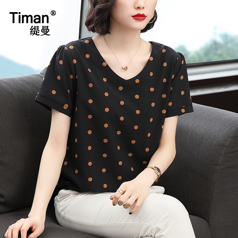 夏短袖小衫2020夏装新款年雪纺衫 缇曼服饰蕾丝衫/雪纺衫