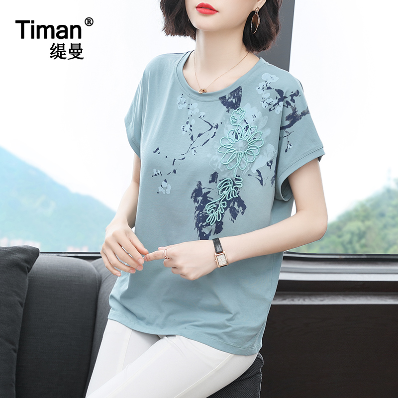 2020夏装新款年纯棉女装碎花夏t恤 缇曼服饰T恤