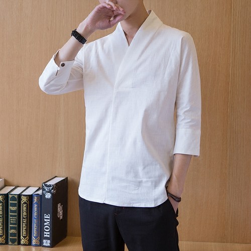 夏季中国风现代唐装男古风青年改良版汉服僧服居士服禅修服茶人服 - 图0
