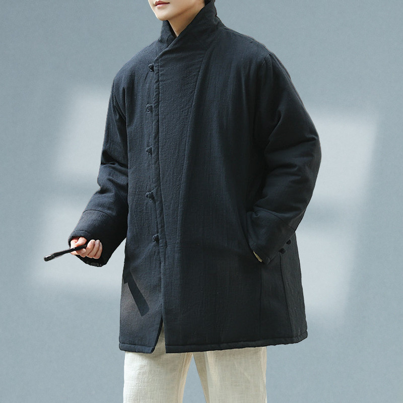 冬季中长款棉服男盘扣加棉加厚唐装外套改良保暖汉服棉衣防寒棉袄,淘宝优惠券,粉丝福利购,淘宝优惠卷
