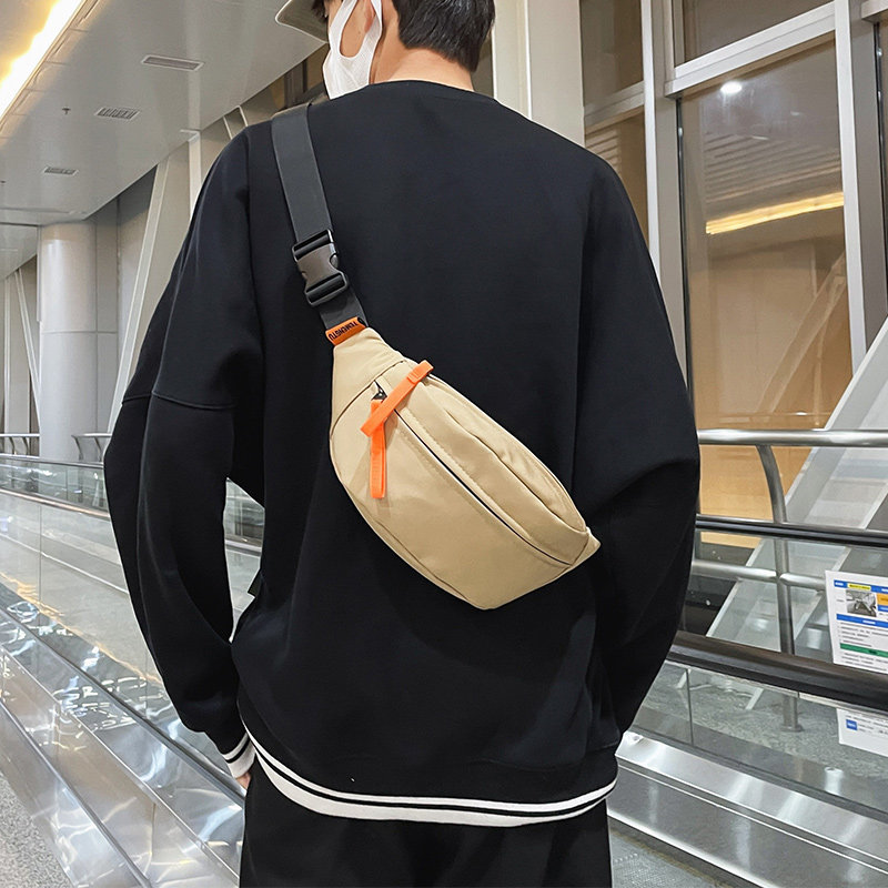 男简约百搭胸包ins女日系斜挎包 大牙男士包袋