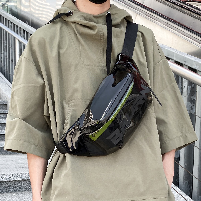 男士潮牌个性pvc透明小挎包女胸包 大牙男士包袋