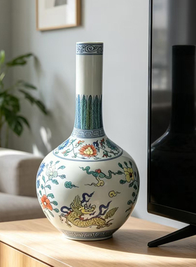 仿古手工青花瓷做旧老瓷器景德镇陶瓷花瓶中式客厅博古架收藏摆件