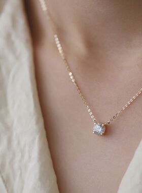 14k包金纯银小珠子细锆石镶钻项链新款女轻奢小众设计感高级颈链