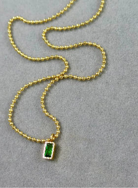 七里绿光毛衣链小众设计新款潮钛钢祖母绿宝石高领链秋冬项链礼物