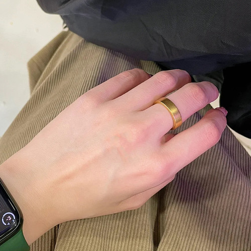 仿真黄金古法传承~经典磨砂高级基础戒指圆棍素戒不掉色百搭叠戴 - 图0