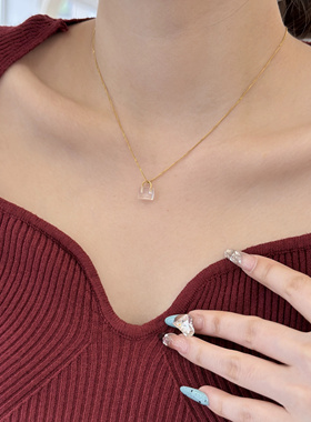 水晶锁头项链韩系简约少女风