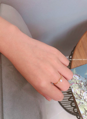 新款金色小ins珍珠戒指