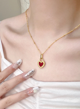 轻奢大气红贝母爱心项链气质