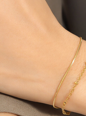 双层细闪幸运小金珠手链