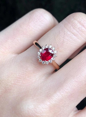 轻奢复古日系红碧玺人工戒指