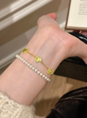 中古饰品!金光闪闪轻奢小众有质感葫芦手链精致温婉中式温柔优雅