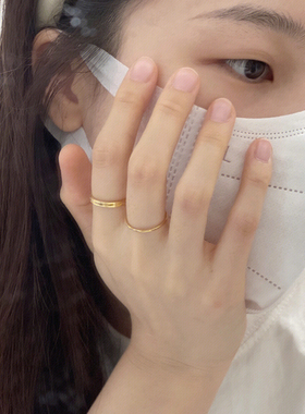 韩系质感简约素圈套装戒指女ins