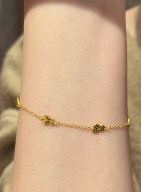 适合淡人佩戴~有灵气好运家多颗葫芦手链精致闪闪发光手饰品礼物