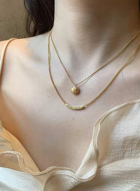 叠戴活力感双层百搭校园微笑项链