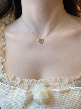 清甜原创穿心镶钻锁骨链18K镀金