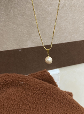 极光人工珍珠项链粉光珍珠项链女款锁骨链2025新款爆款气质名媛潮