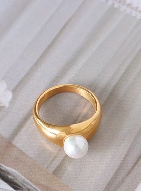甄奢一颗大珍珠古董戒指