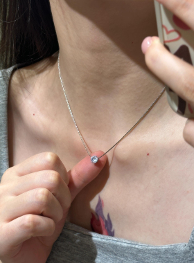 一钻封神～清透银色钻项链