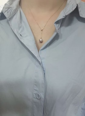 显白利器简约款流苏珍珠抽拉项链